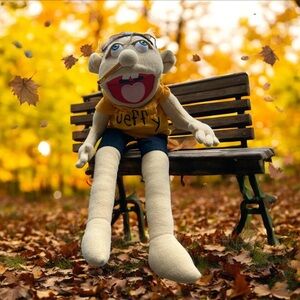 Jeffy Puppet Plush Doll 23”‎ SuperMarioLogan Character Yellow Shirt Blue Helmet